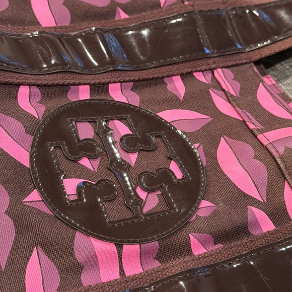 Tory Burch Bag Ella Lips Patent Leather & Canvas Logo Small Tote Bag RARE - Picture 17 of 17